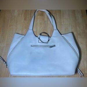BCBG White/Ivory/Cream Handbag Purse Faux Leather Tote Shoulder Bag